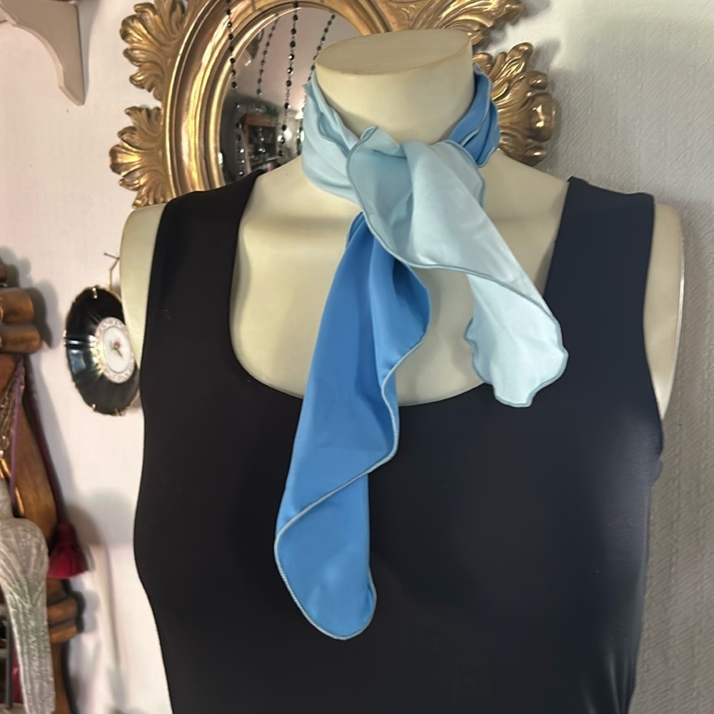 Vintage Two-Tone Blue Skinny Scarf